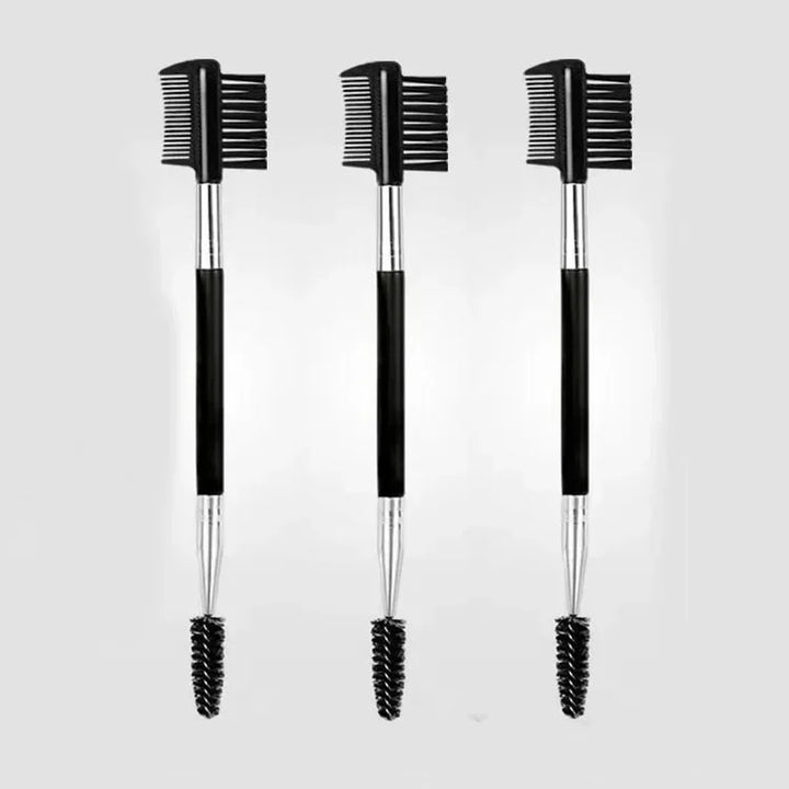 Rynx | Double-Sided Wooden Handle Eyebrow Brush Eyelash Brush 2 In 1 Professional Makeup Brush Eyelash Curler Diagonal Corner Brush