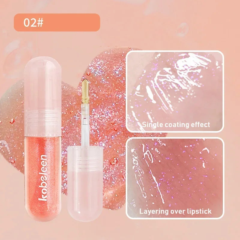 Rynx | 6 Colors Shiny Lip Balm Glitter Jelly Lip Gloss Day&Night Moisturizing High Pigmented Plumping Liquid Lip Lacquer Cosmetics