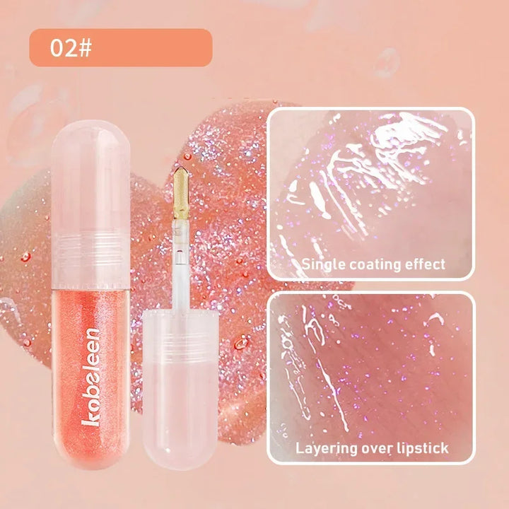 Rynx | 6 Colors Shiny Lip Balm Glitter Jelly Lip Gloss Day&Night Moisturizing High Pigmented Plumping Liquid Lip Lacquer Cosmetics