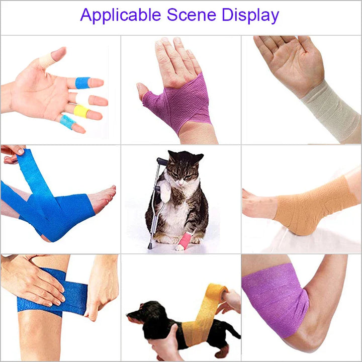 Rynx | 1/10 Roll Colored Sport Self-Adhesive Elastic Bandage Wrap Elastoplast For Knee Protectors Fingers Ankles Palms First-Aid Kit Pet Tool