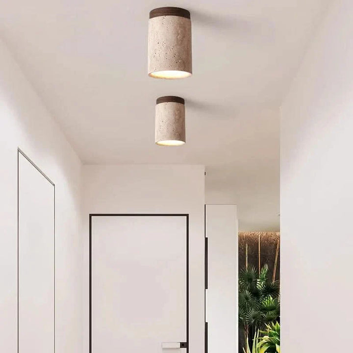 Lisslune | Travertine LED Ceiling Lamp Recessed Design