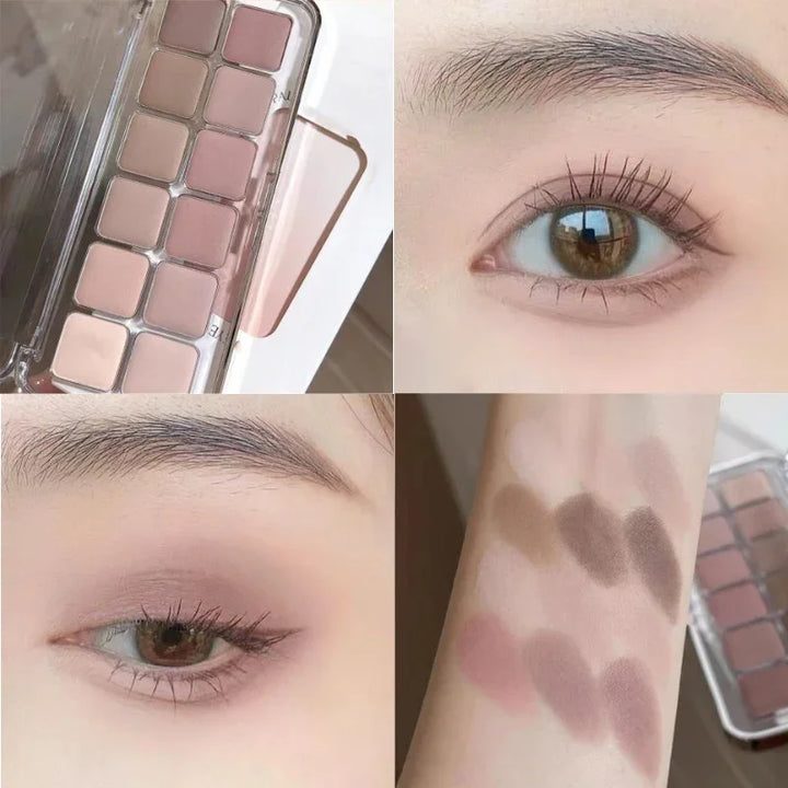 Rynx | Cool Tones Eyeshadow Low Saturation Matte Eyeshadow Palette Nude Pure Color Eye Pigment Korean 12 Colors Makeup Products