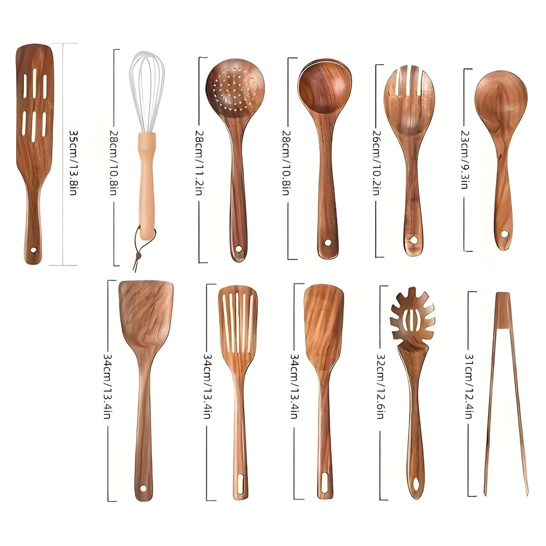 Lisslune | EcoWood Kitchen Utensil Set made of Wood with 11 Pieces