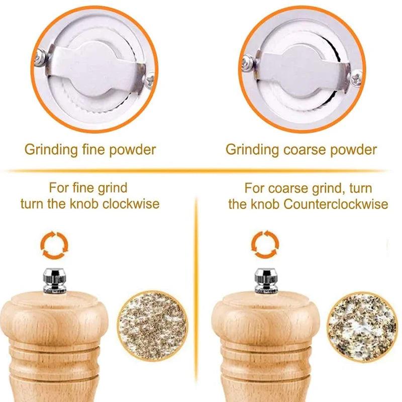 Lisslune | Vintage Handcrafted Wooden Spice Mill Set - 6-Inch Gourmet Salt and Pepper Mills