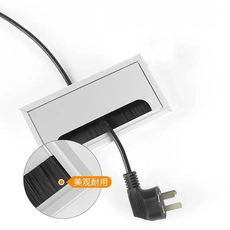 Lisslune | Slim Rotatable Aluminum Table Cable Management Grommet with Flip-Top Access