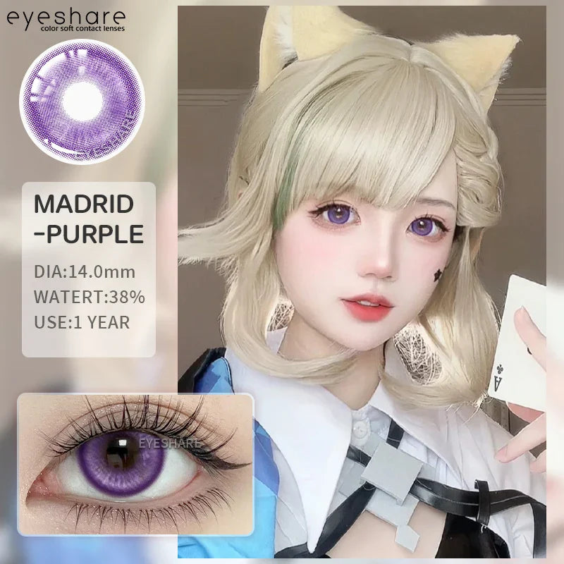 Rynx | 1 Pair Colored Contact Lenses Purple Eye Lenses Yearly Cosplay Red Lenses Cosmetic Contact Halloween Gentle Makeup Pupils