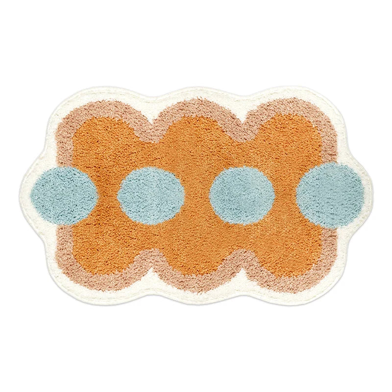 Rynx | Geometric Fabric Tufted Bathroom Mat Soft Fluffy Carpet Bedroom Nightstand Rug Doormat Floor Non-Slip Mat Aesthetic Home Decor