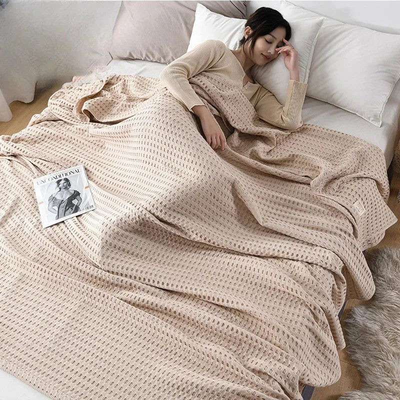 Rynx | Japanese Style Blanket Solid Color Towel Quilt Knitted Blanket Climate Blanket Office Sleep Climate Blanket