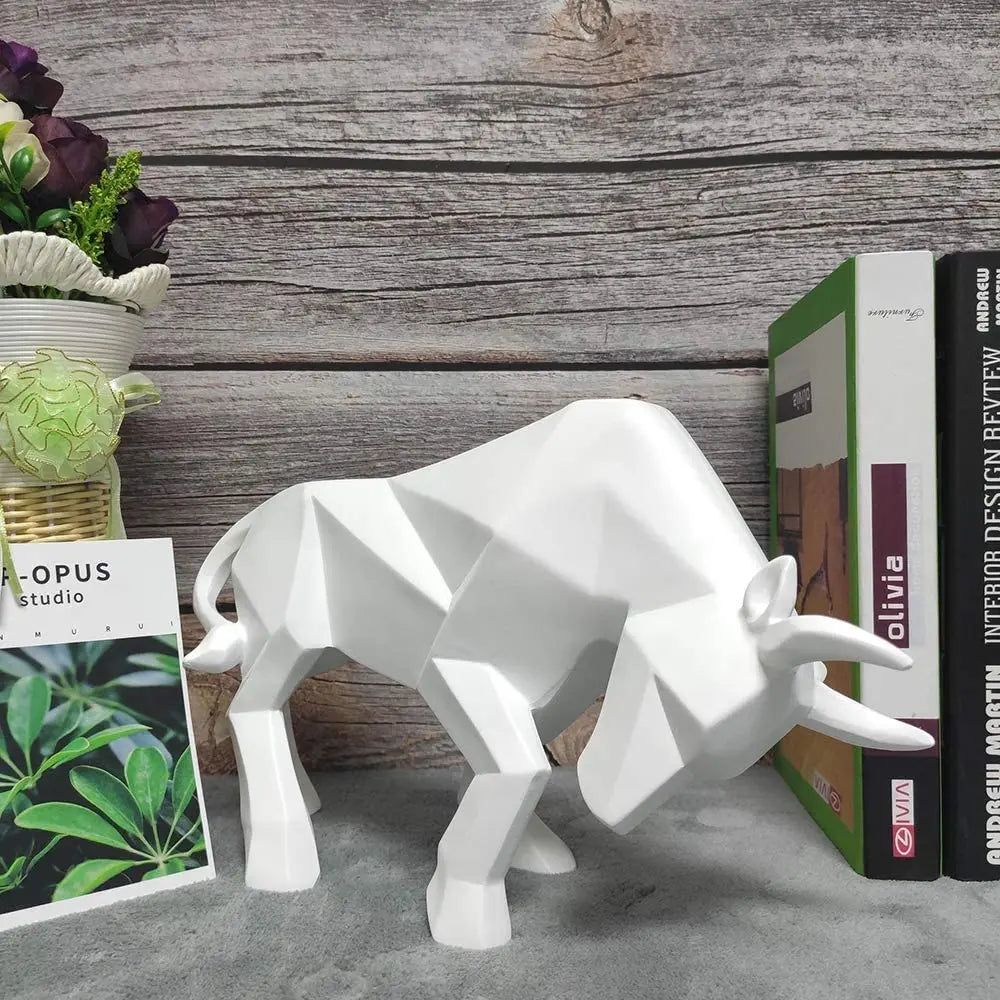 Lisslune | YuryFvna Modern Geometric Bull Statue, Ornament, Café, Bull Sculptures, Animal Figures, Abstract Hotel Home Decoration
