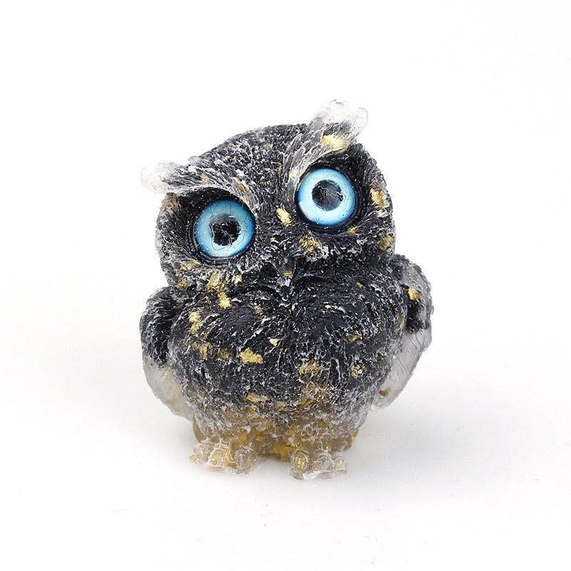 Lisslune | Natural Crystal Owl Figurine: Handmade Collector's Item