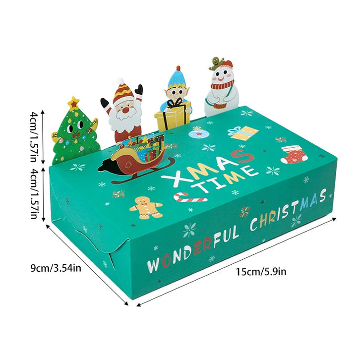 Rynx 5/10pcs Cartoon Christmas Gift Box Kraft Paper Cookie Packaging Box 2024 Christmas Party Decor Xmas Navidad New Year