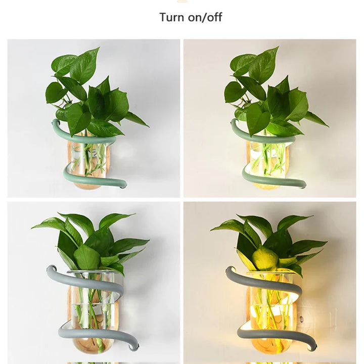 Lisslune | Nordic Unique Wooden Outdoor Wall Vase Lamp