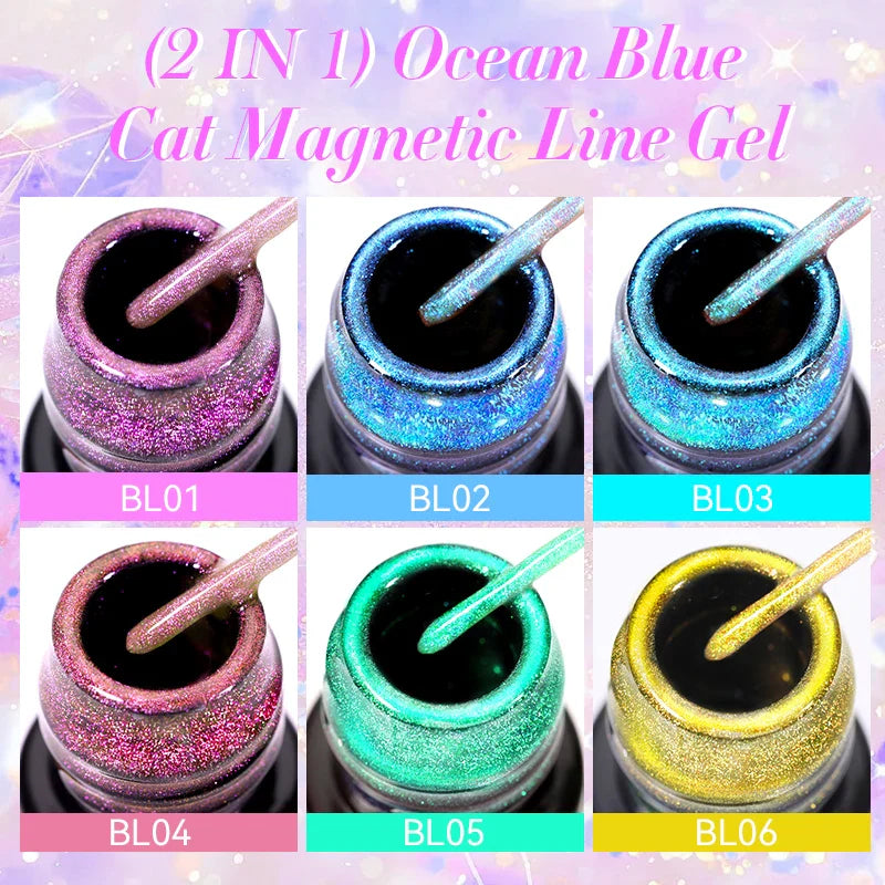 Rynx |5ML Aurora Cat Magnetic Liner Gel Nail Polish Sparkling Paint Gel Nail Polish Semi Permanent UV Gel Lines French Nail Art