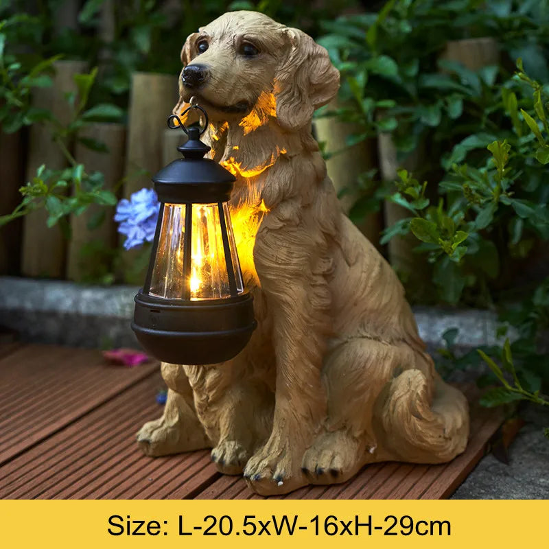 Lisslune | Solar-Powered Outdoor Resin Dog Statue Lamp