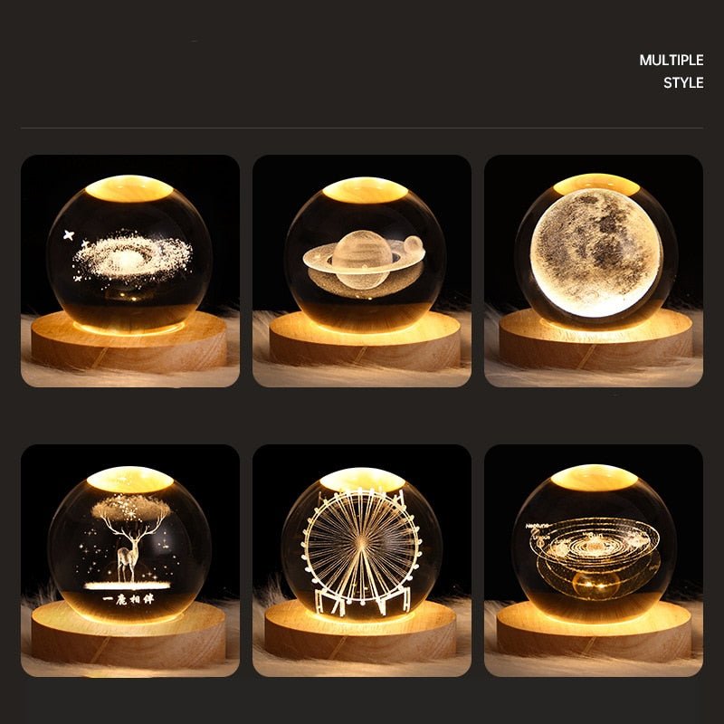 Lisslune | 3D Galaxy Crystal Ball Night Light Lamp