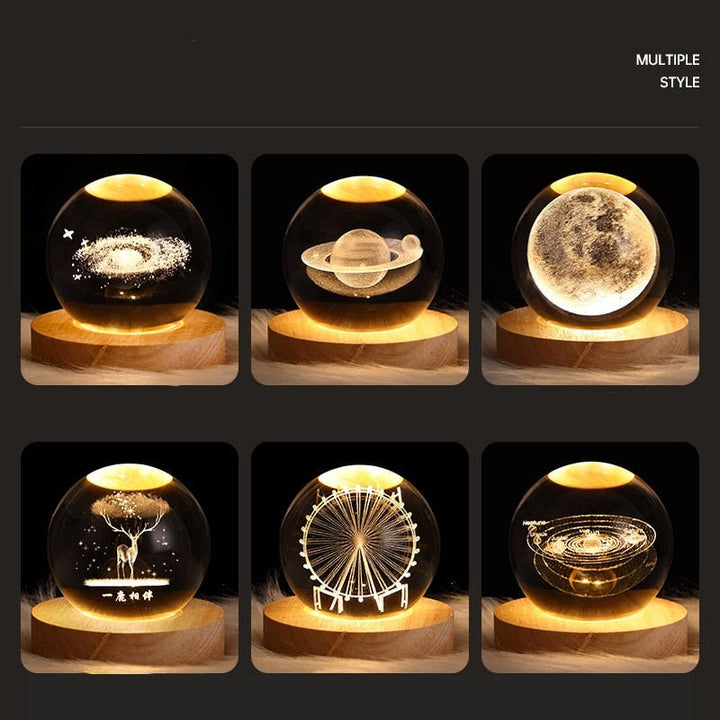 Lisslune | 3D Galaxy Crystal Ball Night Light Lamp