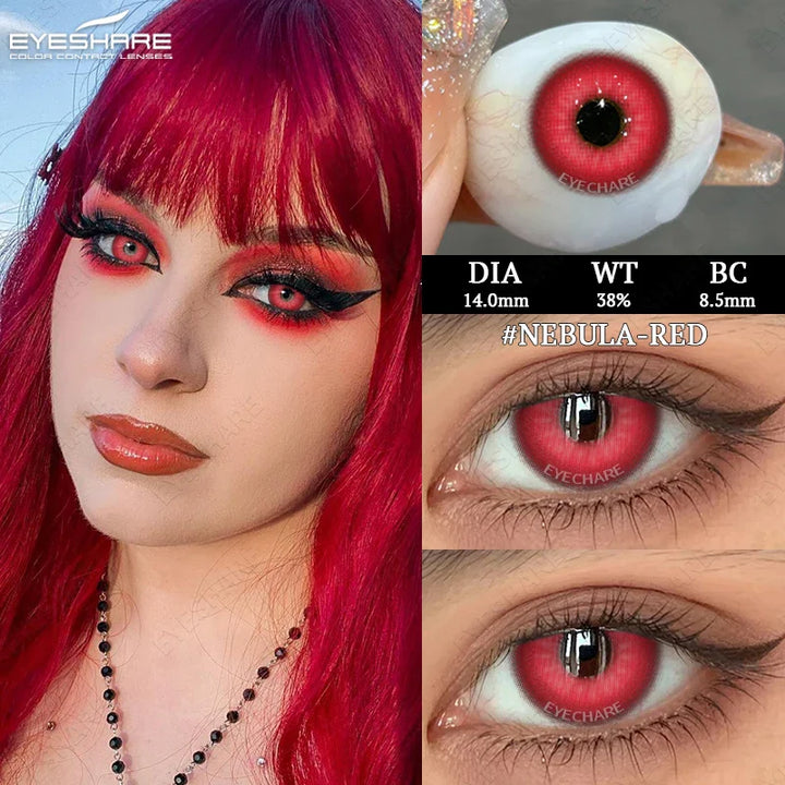 Rynx | 2pcs Halloween White Contact Lenses Anime Color Cosplay Black Lenses Crazy Red Beauty Makeup Lens Multicolor Lens