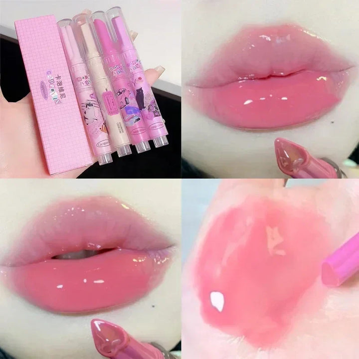 Rynx | Thin Tube Flower Lipstick Pencil Heart-Shaped Gel Lipstick Pencil Makeup Long-Lasting Moisturizing Lip Lacquer Girls Korean Cosmetics