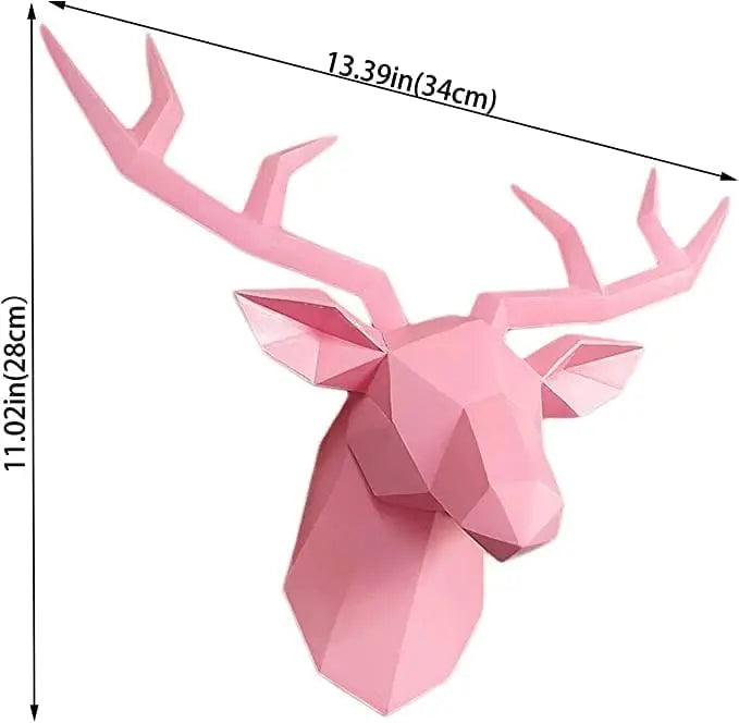 Lisslune | 3D-Deer Head Sculpture, geometric resin, animal deer head wall decoration, modern home decor, luxurious decorative wall decor