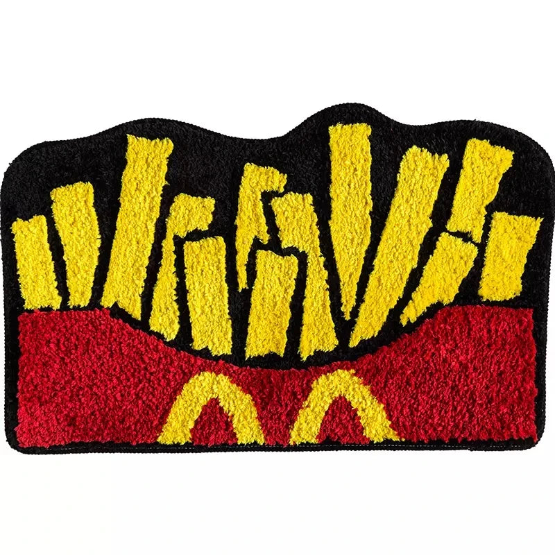 Rynx | Tufting Chips Bath Mat Soft Fluffy Cartoon Food Bathroom Bathtub Edge Flock Carpet Mat Non-slip Carpet Home Room Dormitory Kids Room Decor