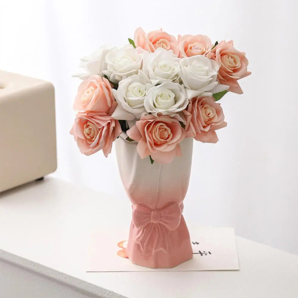 Lisslune | Ribbon Bow Ceramic Tabletop Flower Vase