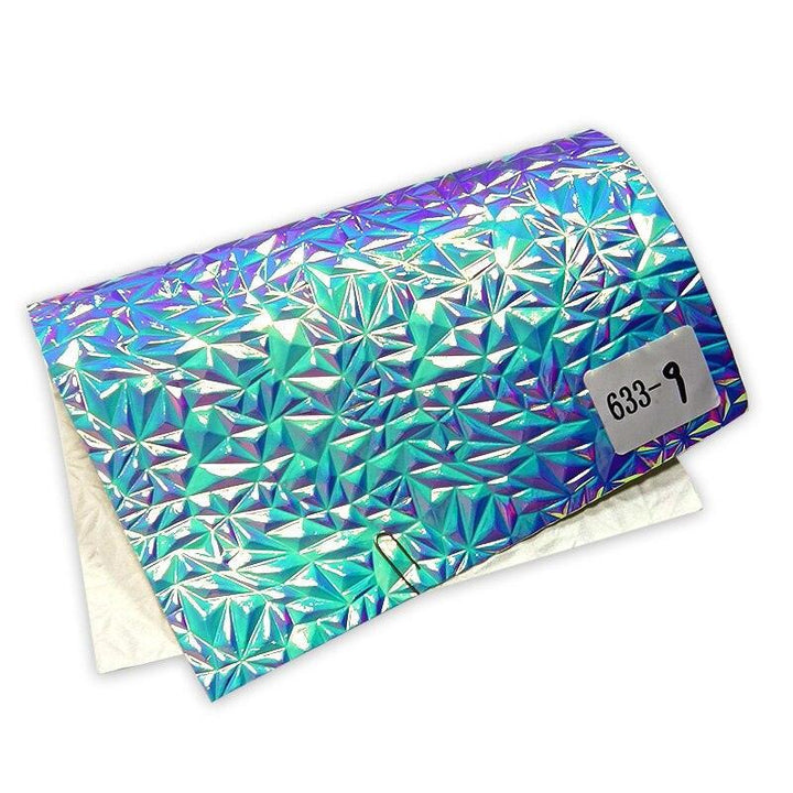 Lisslune | Crinkled Holographic Metallic Synthetic Leather Fabric Sheet for Creative DIY Projects