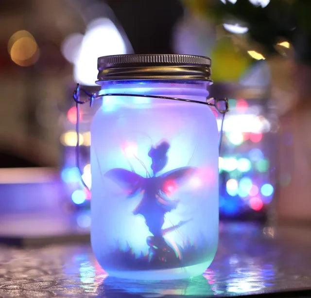 Lisslune | Glass Fairy Lamp - Solar Mason Jar Lantern, IP65 Waterproof Outdoor Hanging Light