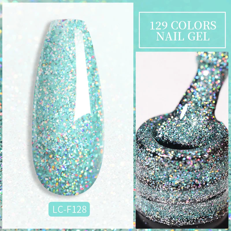 Rynx | 7ml Glitter Gel Nail Polish Semi Permanent Sequins Soak Off UV Gel Colorful DIY Nail Art Polishes