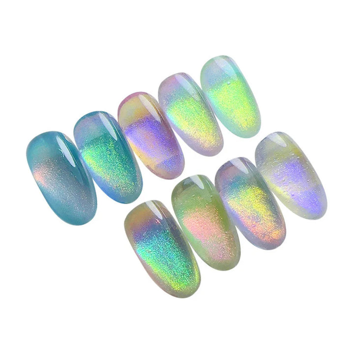 Rynx | Neon Rainbow Chrome Glitter Nails Aura Clear Mirror Effect Neon Chameleon Nail Powder for Manicure Decoration Friction Dust