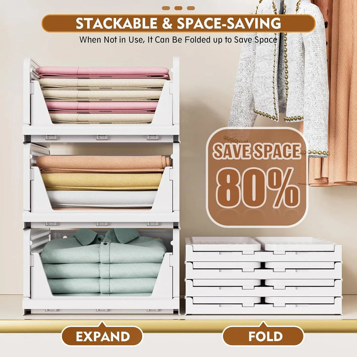 Lisslune | 5-Pack Stackable Foldable Closet Storage Boxes – Liora