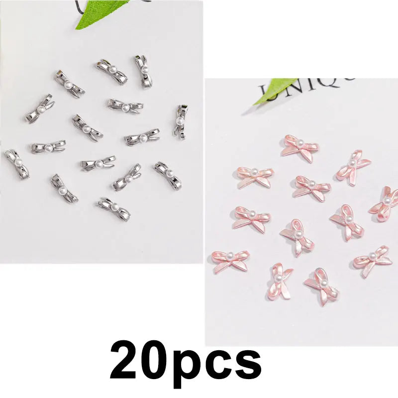Rynx | 20 pieces/bag 3D Cherry Nail Charms Red & Pink Cherry Nail Rhinestones Nail Gemstones Nail Glitter Stud Fruit Nail Slices for Nail Jewelry