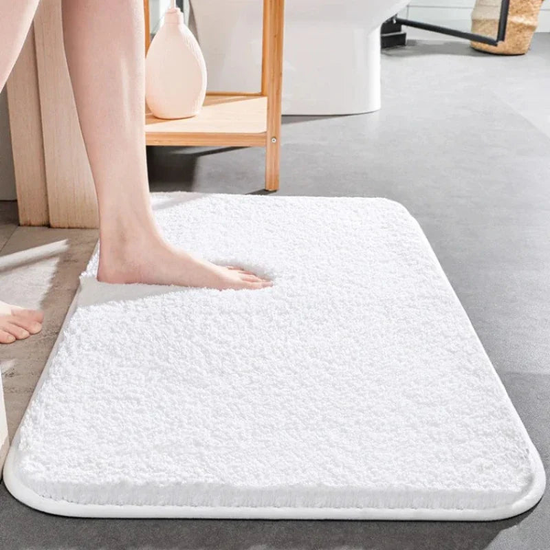 Rynx | Solid Color Bathroom Door Mats Extra Thick Plush Bathroom Rug Water Absorbent Non-Slip Floor Mat Soft Comfortable Fluffy Mat Rug