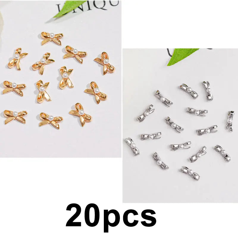 Rynx | 20 pieces/bag 3D Cherry Nail Charms Red & Pink Cherry Nail Rhinestones Nail Gemstones Nail Glitter Stud Fruit Nail Slices for Nail Jewelry