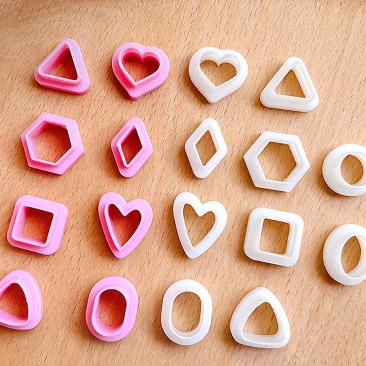 Lisslune | 10-piece DIY Geometric Clay Cutter for Unique Earring Designs - Set of Soft Polymer Molds