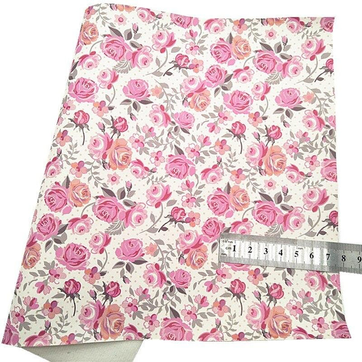 Lisslune | Floral embossed synthetic leather crafting sheet for elegant DIY projects