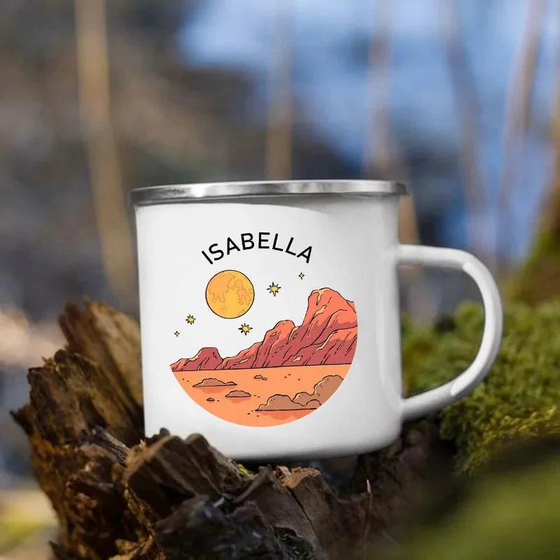 Lisslune | Customizable Enamel Camping Mug for Unforgettable Outdoor Experiences - Personalized Coffee and Beer Mug