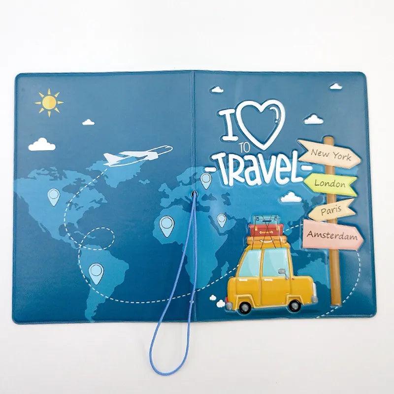 Lisslune | Chic 3D Printed Passport Holder with Card Slots and Synthetic Leather Texture