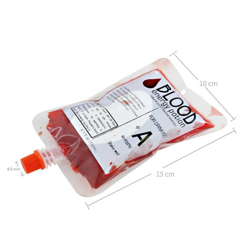 Rynx | Halloween Blood Bag for Drinks, 150ml Vampire Blood Container Bag, Horror Party Blood Bag Supplies, PVC Artificial Blood Bottle