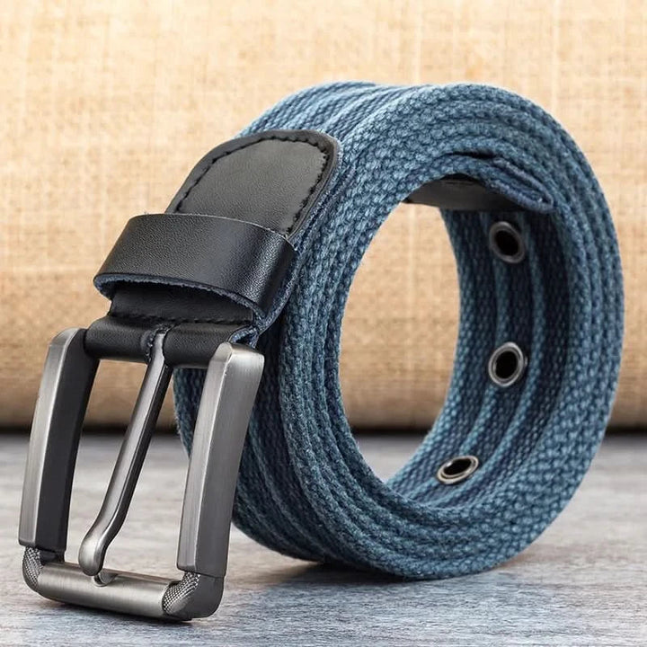Lisslune | Men’s Canvas Belt – Adjustable Casual Striped Waistband