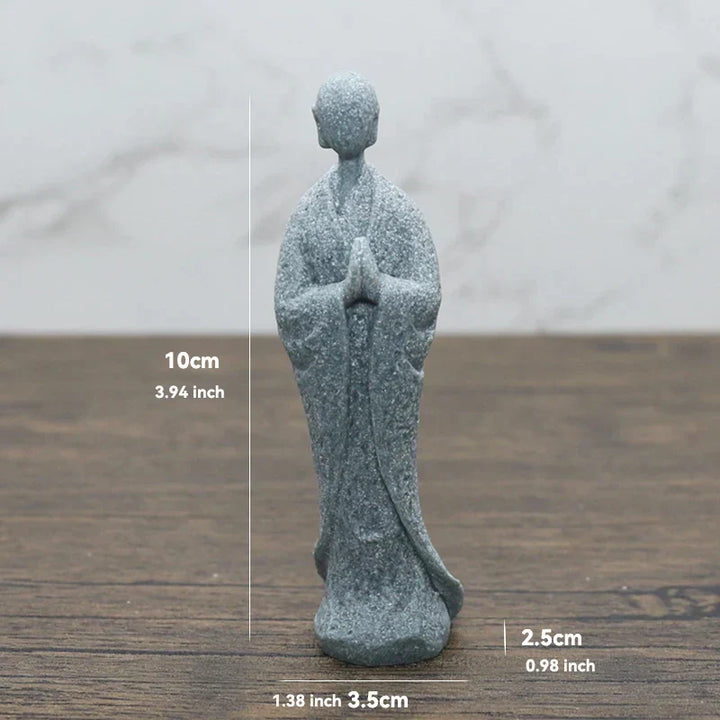 Lisslune | Buddha Stone Statue Small Buddhist Monks Tibetan Buddhism Figures Zen Garden Ornament Meditation Home Aquarium Decoration