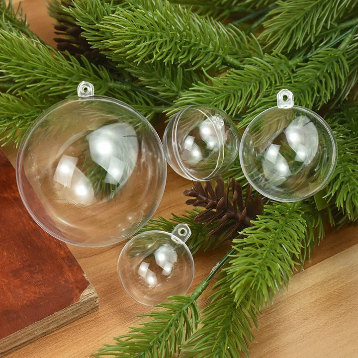 Rynx 4-10CM Christmas Transparent Ball Plastic Fillable Bauble Xmas Tree Hanging Ornaments Decoration for Home Wedding Party Gift Box