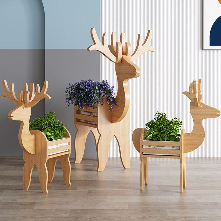 Lisslune | WhimsiRustic - Unusual Wooden Flower Stand Reindeer