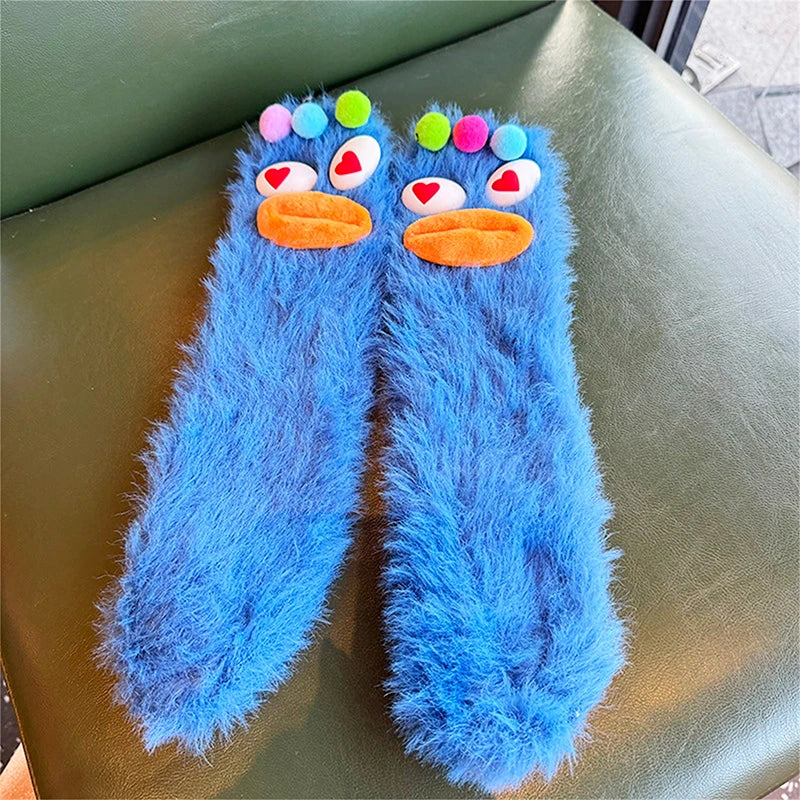 Lisslune | Fluffy Cartoon Women's Socks with Face
