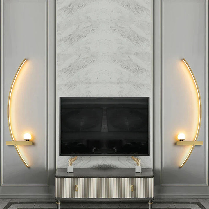 Lisslune | Contemporary Edge Wall Lamp – Black & Gold Indoor/Outdoor Lighting for Modern Spaces
