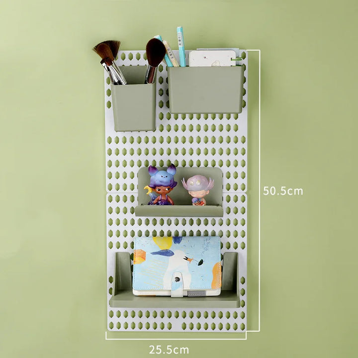 Rynx | Perforated board wall display decor free perforation pegboard wall organizer shelf kitchen household storage plastic DIY combinable shelf