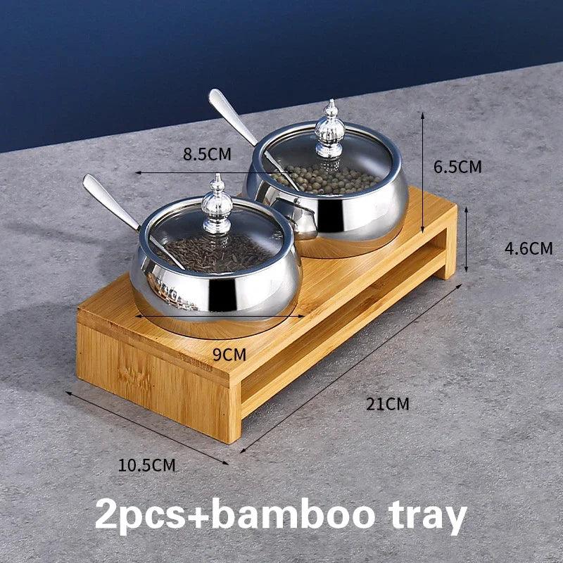 Lisslune | Stainless Steel Spice Storage and Oil Sprayer Set - Essential Organizer for Culinary Lovers
