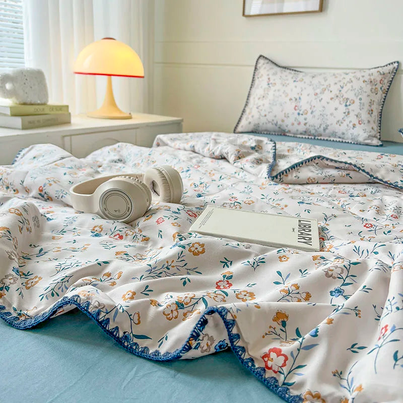 Rynx | Summer Blanket French Style Comfort Blanket Flora Household Machine Washable Suitable Cool and Refreshing Blanket