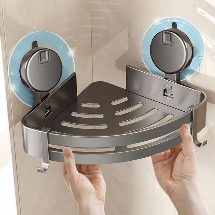 Lisslune | No-Drill Suction Powered Corner Bathroom Organizer