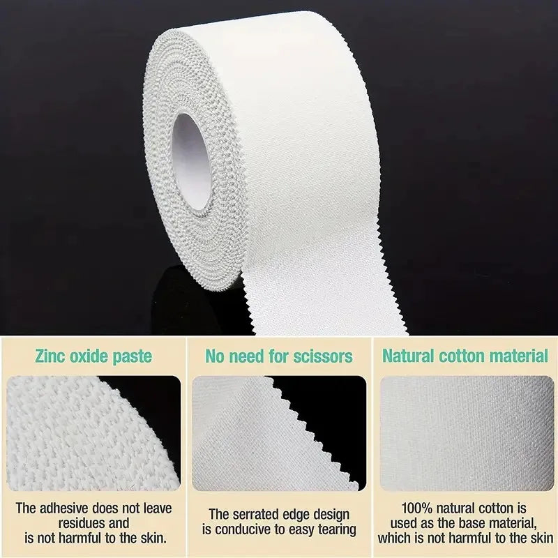 Rynx | 1 Roll White Sports Tape, Professional Athletic Trainer Tape, Sports Care Tape, Sports Bandage Tape as First Aid Bandage for Injuries