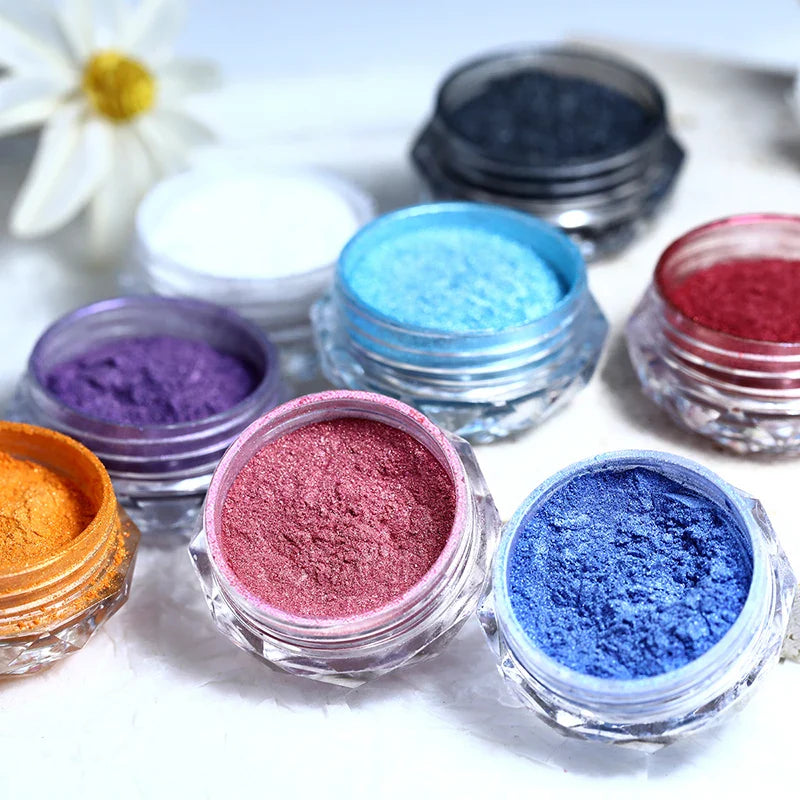 Rynx | Aurora Pearl White Nails Glitter Dust Chrome Gradient Rubbing on Powder Mirror Reflective Magnetic Pigment Nail Art Decorations